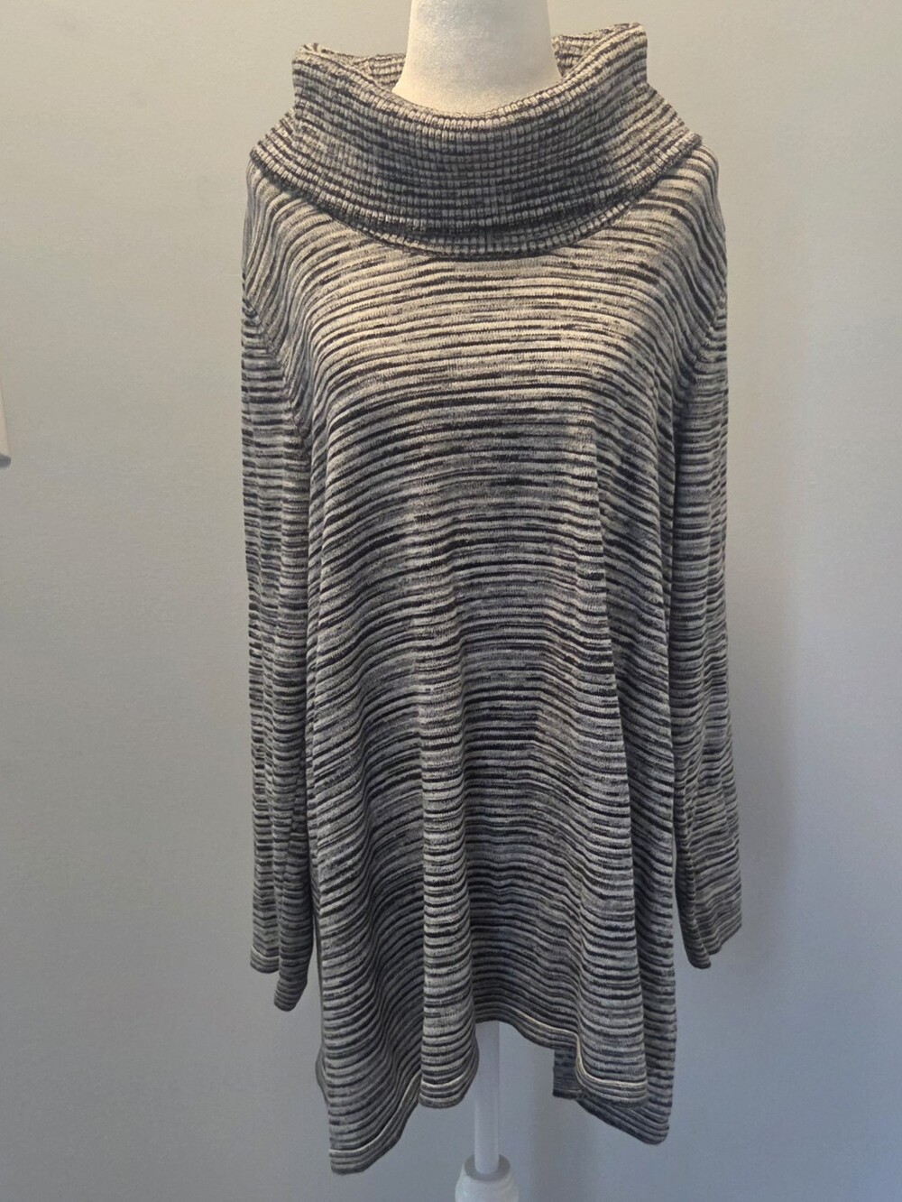 Eight Eight Eight Cowl Neck Relaxed Flowy Striped Casual Cozy Tunic Sweater XL